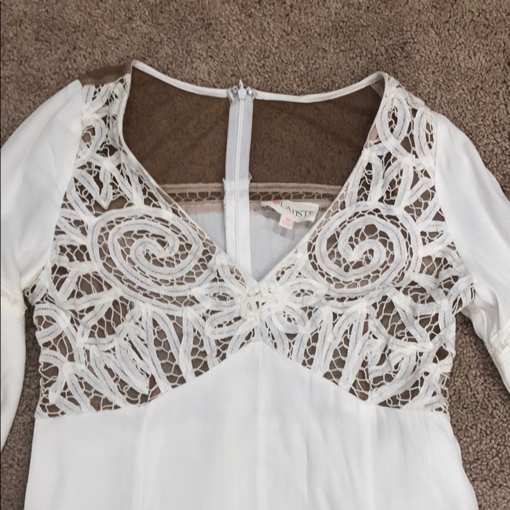Flurry white dress with brown lace - Picture 5 of 7